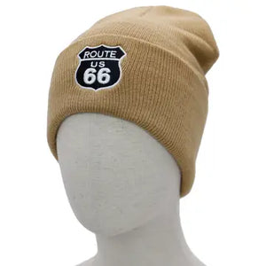 US Route 66 - Logo Embroidered Acrylic Cuffed Classic Beanie