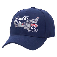 Load image into Gallery viewer, Route 66 Embroidered Map Acrylic Baseball Cap (Assorted Colors)