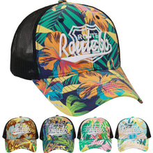 Load image into Gallery viewer, Route 66 Tropical Floral Palm Leaf Trucker Hat