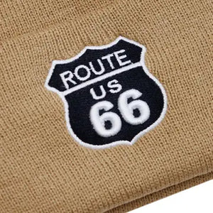 US Route 66 - Logo Embroidered Acrylic Cuffed Classic Beanie