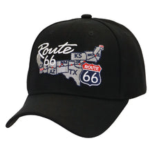 Load image into Gallery viewer, Route 66 Embroidered Map Acrylic Baseball Cap (Assorted Colors)