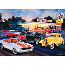 Load image into Gallery viewer, Cruisin' Route 66 - Dogs and Burgers (1000 Piece Jigsaw Puzzle) Bonus Poster
