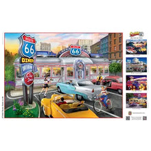 Load image into Gallery viewer, Cruisin' Route 66 - Rockin' Rollin' on 66 (1000 Piece Jigsaw Puzzle) Bonus Poster