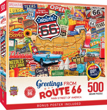 Load image into Gallery viewer, Greetings from Route 66 (500 Piece Jigsaw Puzzle) Bonus Poster