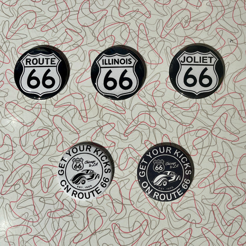 Route 66 Round Magnet - 2.25