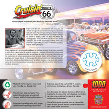 Load image into Gallery viewer, Cruisin' Route 66 - Friday Night Hot Rods (1000 Piece Jigsaw Puzzle) Bonus Poster
