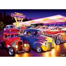 Load image into Gallery viewer, Cruisin' Route 66 - Friday Night Hot Rods (1000 Piece Jigsaw Puzzle) Bonus Poster